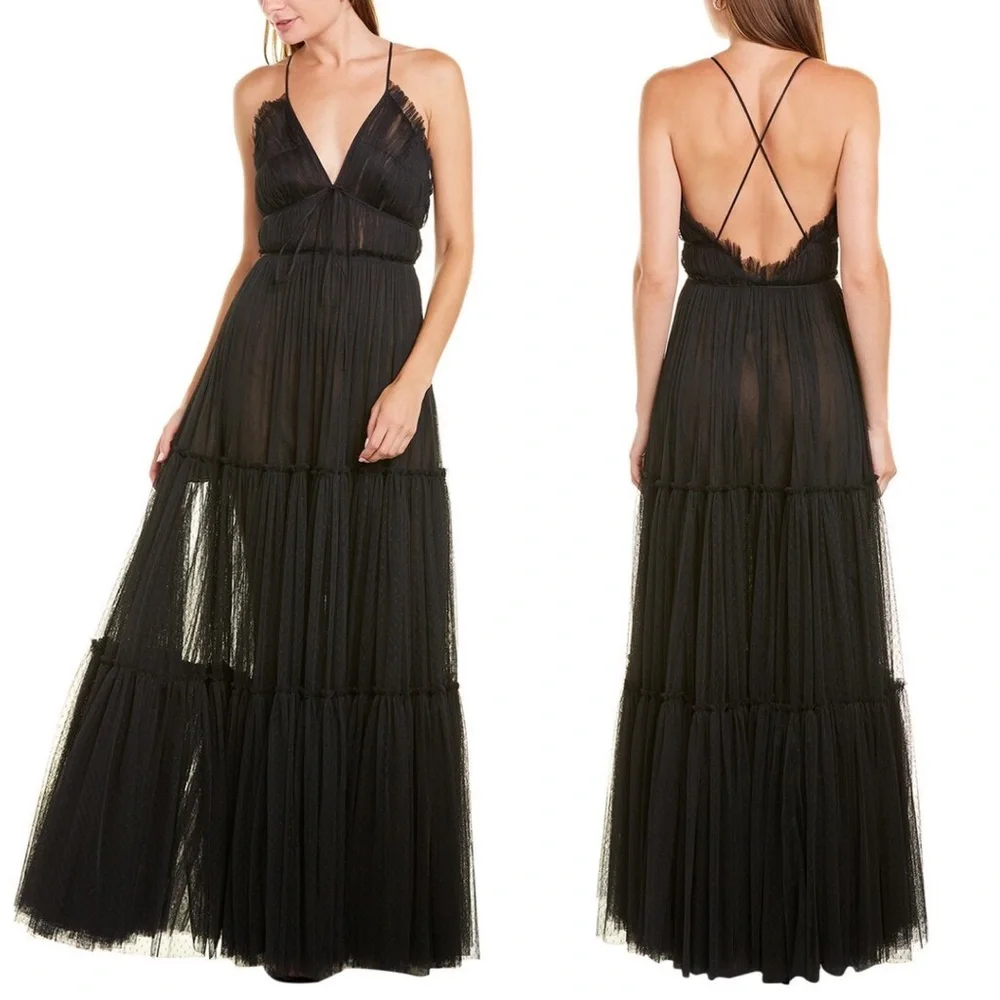 ✨NWT✨ SACHIN & BABI Vivien Silk Lined Gown in Jet Black SZ 0 (XS) - Picture 1 of 9
